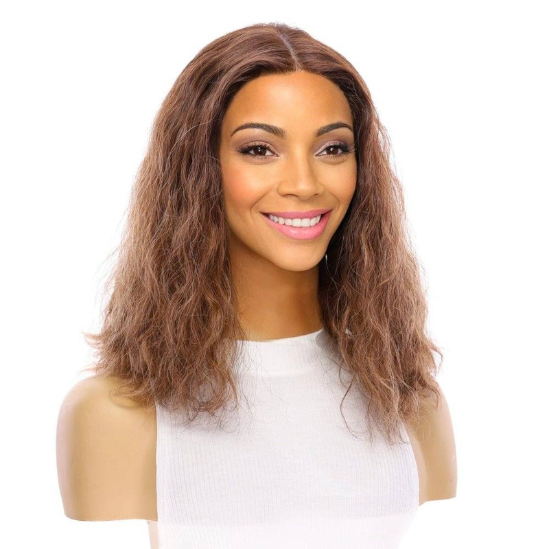 16″ Divine Lace Top Wig Medium Brown Balayage Wavy Zig Zag Lace Front