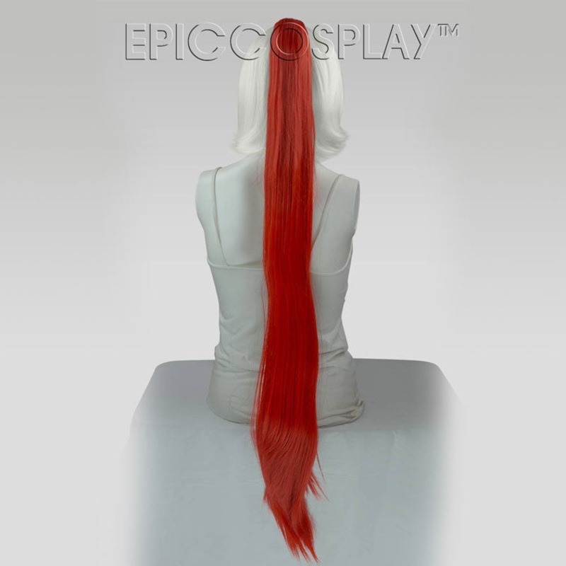 35″ Apple Red Mix Straight Ponytail Clipon