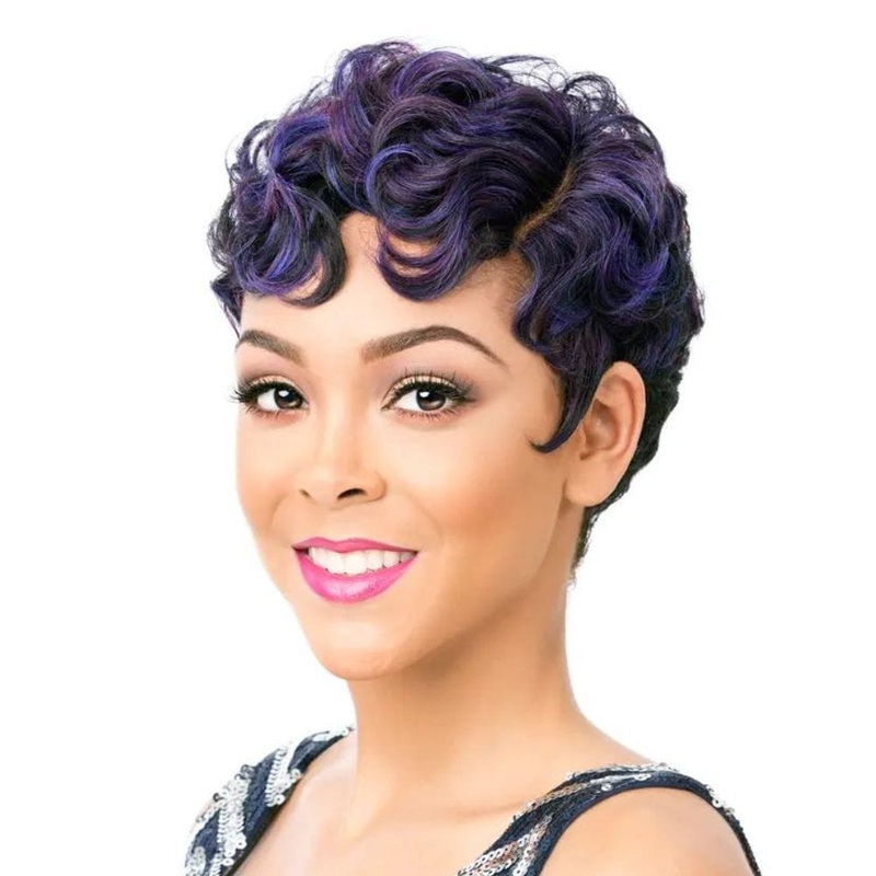 It’s a Wig! Synthetic Finger Wave Pixie Wig – NUNA 1 JET BLACK