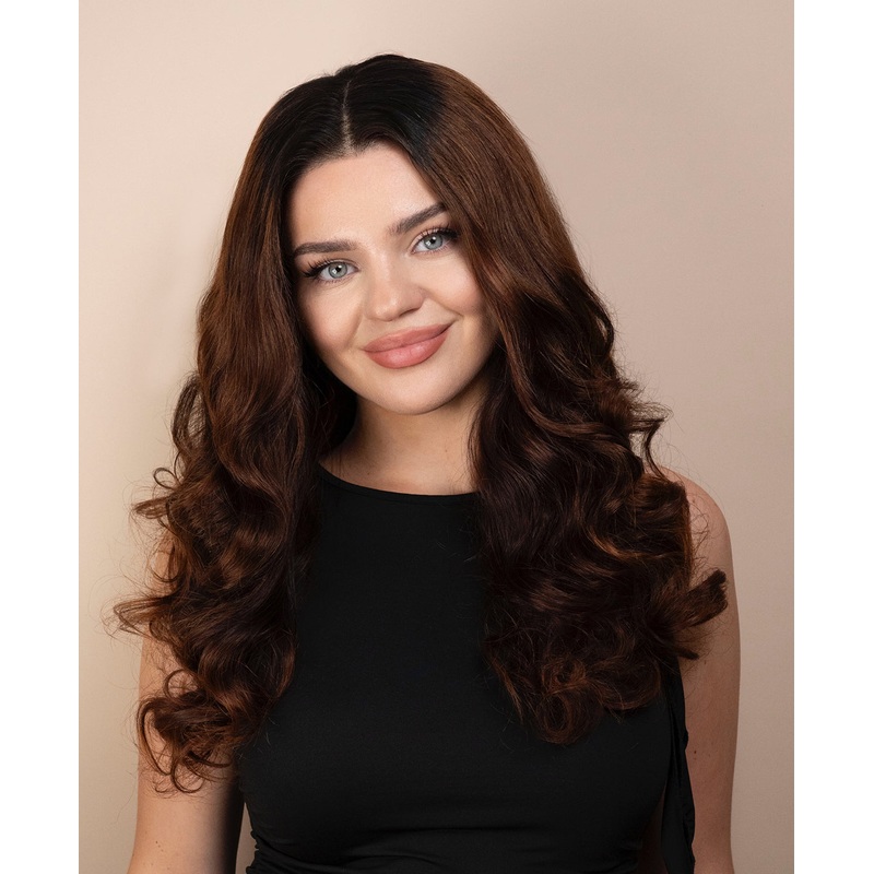 lace front human wig with bouncy curls – 18″ dimensional brown.