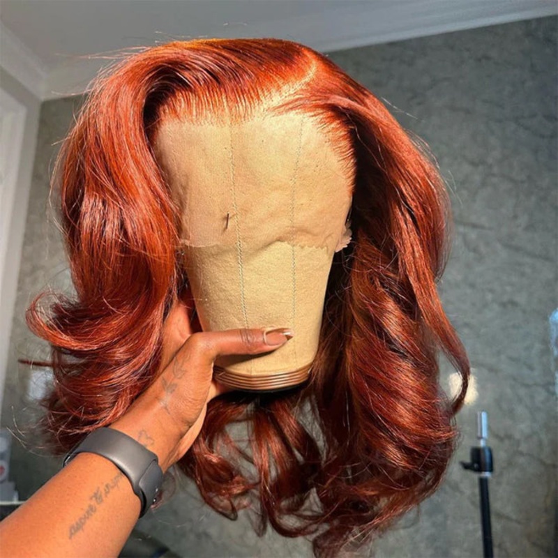 Loose Body Wave Ginger Brown Lace Front Wigs Human Hair Undetectable Transparent Lace Wigs 14 Ginger 8×5 Lace / 220% Salon-Quality Same with Picture