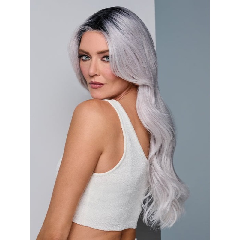 Queue The Hue | Synthetic Lace Front Wig (Mono Top) Gray/Lavender