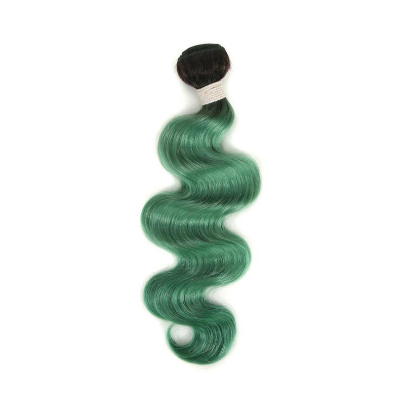 QVR Virgin Human Hair Ombre Turquoise Green Human Hair 1pc Body Wave Bundles TT1B/TUQIV 18″