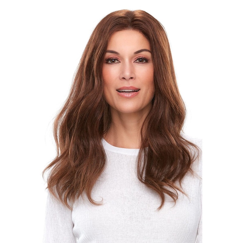 Top Smart 18″ Human Hair Topper by Jon Renau 1B Hot Fudge