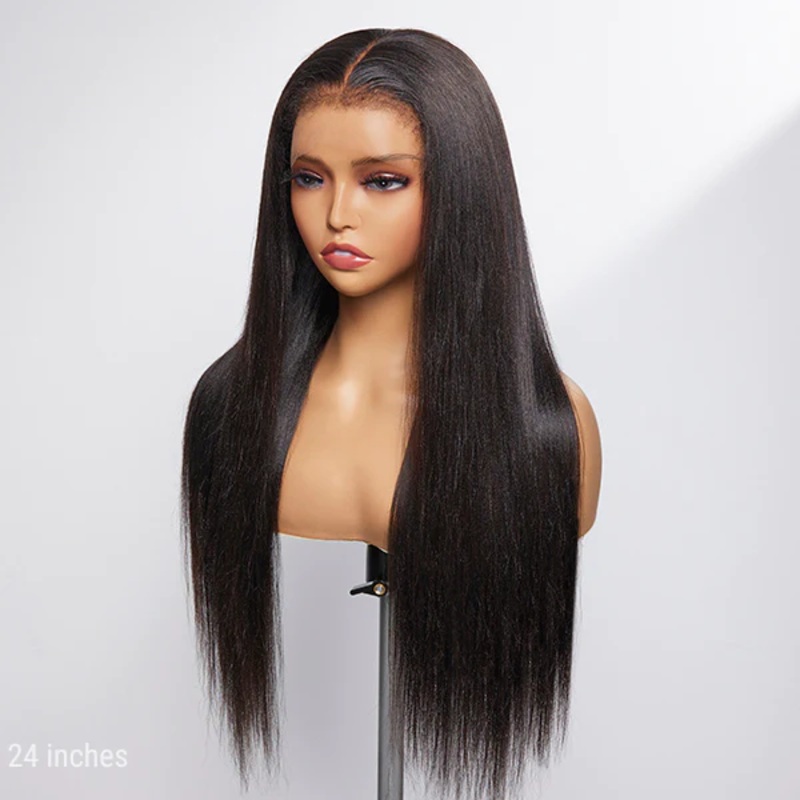 4C Edge Hairline-Straight Hair 5×5 HD Transparent Lace Frontal Wigs With Kinky Edges Curly Baby Hair 14 180% 5×5 Lace