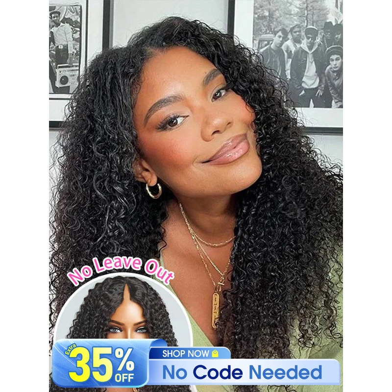 [Clearance Sale] Kinky Curly V Part Wig Human Hair Glueless Wig Pre-plucked 180% 14