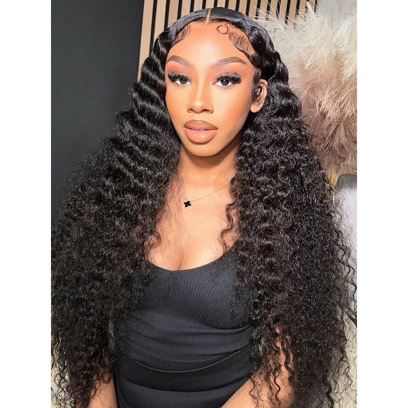 CurlyMe Pre-bleached Loose Deep Wave Hair Wear Go Glueless Wig 7×5 Pre-cut HD Lace Pre-plucked 7×5 HD Lace 180% 8(bob)