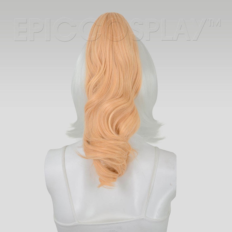 20″ Peach Blonde Wavy Curly Ponytail Clipon