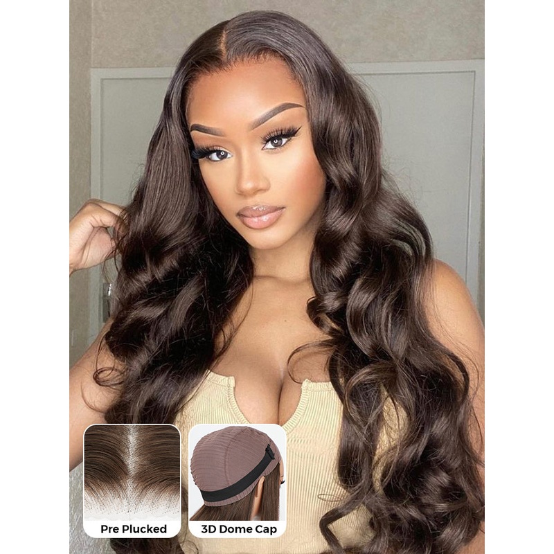 CurlyMe Mocha Mousse Pre Cut Glueless Lace Body Wave Wear Go Wig 10(bob)