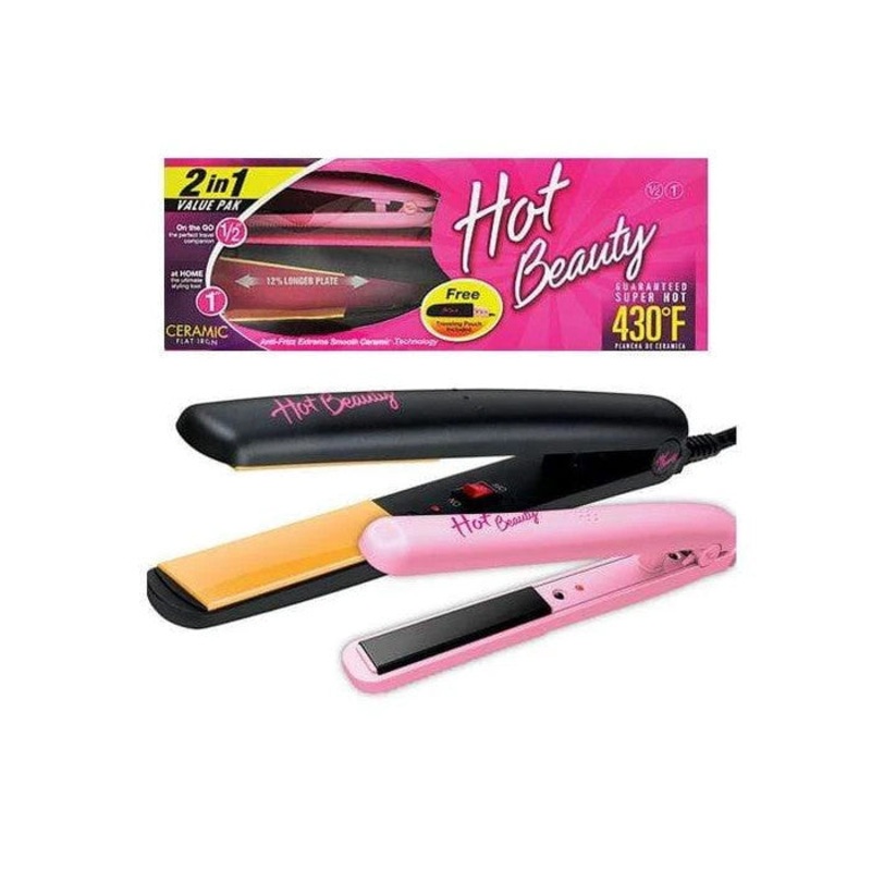 Hot Beauty Professional Combo Value Pak Flat Iron – 1/2 and 1 inch