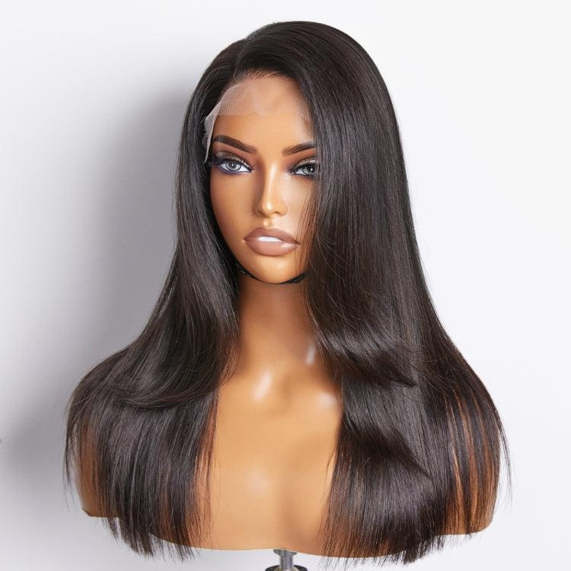 Limited Design | Layered Bangs Silky Straight Glueless 5×5 Closure HD Lace Wig 16 (Pre-order | 5-Day Crafting) No
