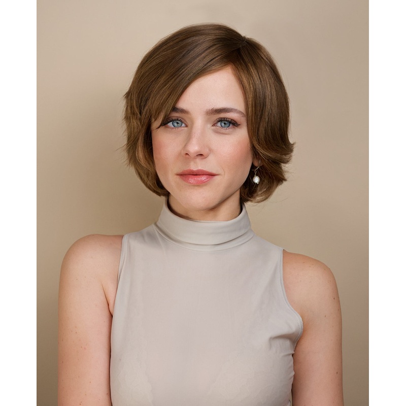 european virgin hair wig – 6″ light brown.